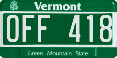 VT license plate OFF418