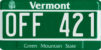 VT license plate OFF421