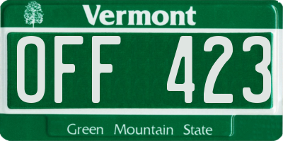 VT license plate OFF423