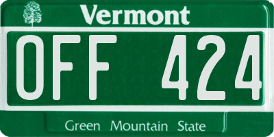 VT license plate OFF424
