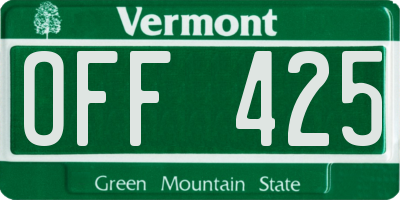 VT license plate OFF425