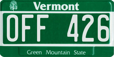 VT license plate OFF426