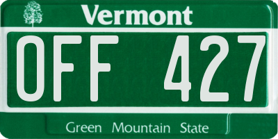 VT license plate OFF427