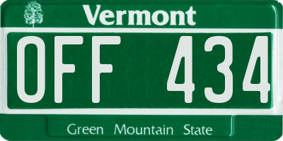 VT license plate OFF434