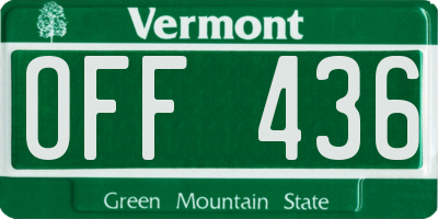 VT license plate OFF436