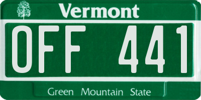 VT license plate OFF441