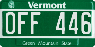 VT license plate OFF446