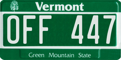VT license plate OFF447