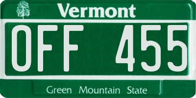 VT license plate OFF455