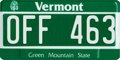 VT license plate OFF463
