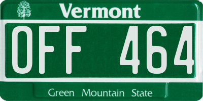 VT license plate OFF464