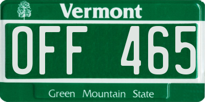 VT license plate OFF465