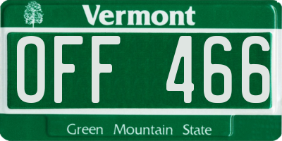 VT license plate OFF466