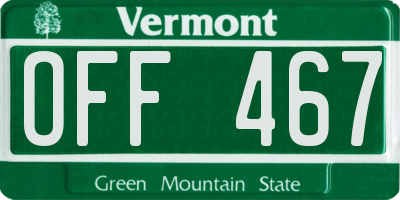 VT license plate OFF467