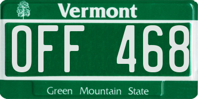 VT license plate OFF468