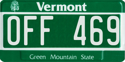 VT license plate OFF469