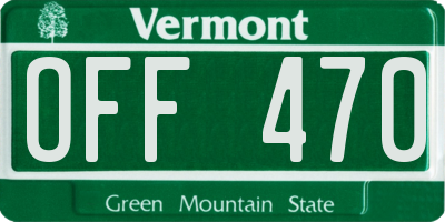 VT license plate OFF470
