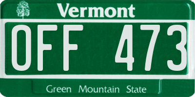 VT license plate OFF473