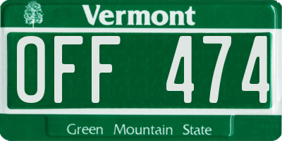 VT license plate OFF474