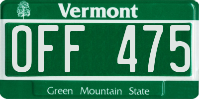 VT license plate OFF475