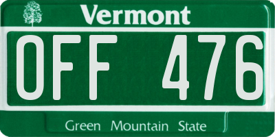 VT license plate OFF476