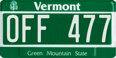 VT license plate OFF477