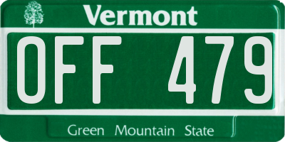 VT license plate OFF479