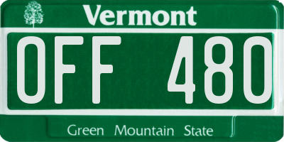 VT license plate OFF480