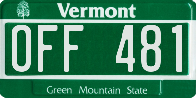 VT license plate OFF481