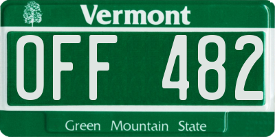 VT license plate OFF482