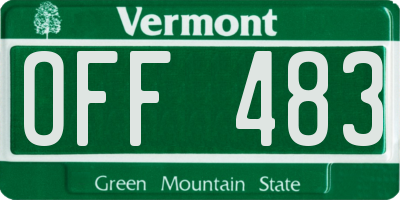 VT license plate OFF483
