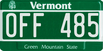 VT license plate OFF485