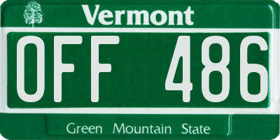 VT license plate OFF486
