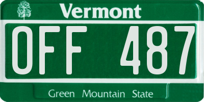 VT license plate OFF487