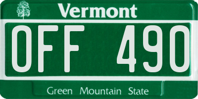 VT license plate OFF490