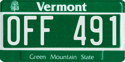 VT license plate OFF491