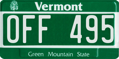 VT license plate OFF495