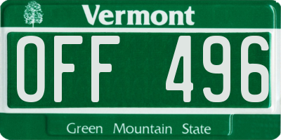VT license plate OFF496