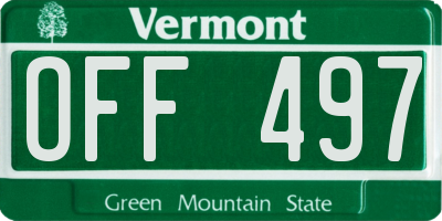 VT license plate OFF497