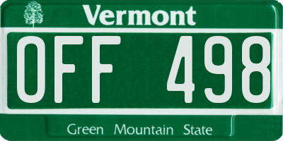 VT license plate OFF498