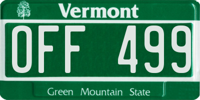 VT license plate OFF499