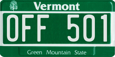 VT license plate OFF501