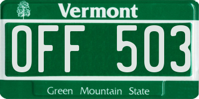 VT license plate OFF503