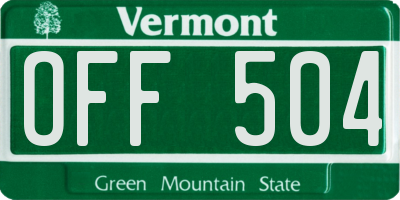 VT license plate OFF504