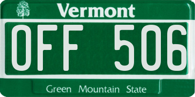 VT license plate OFF506
