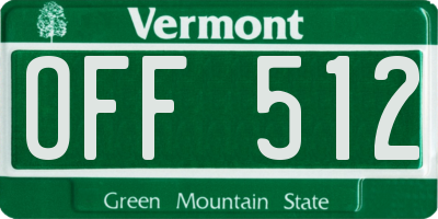 VT license plate OFF512