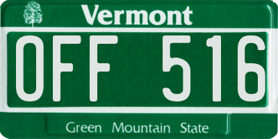 VT license plate OFF516