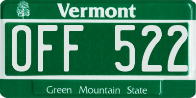 VT license plate OFF522