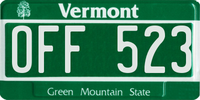 VT license plate OFF523