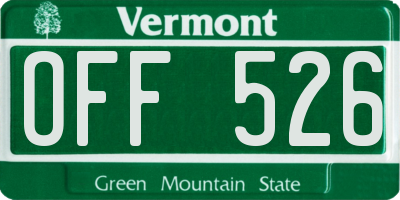 VT license plate OFF526
